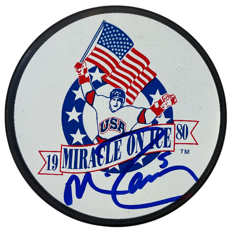 Mike Ramsey Autographed Miracle On Ice Logo Puck Autographs FanHQ