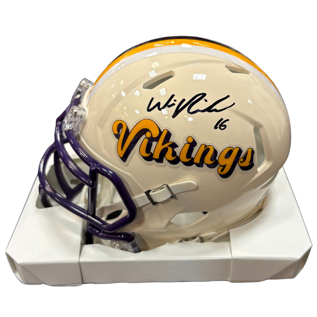 R*様 レア！ベルンハルトヴィルヘルムBernhardWillhelmシルクミニ Will Reichard Autographed Minnesota Vikings Retro Mini Helmet