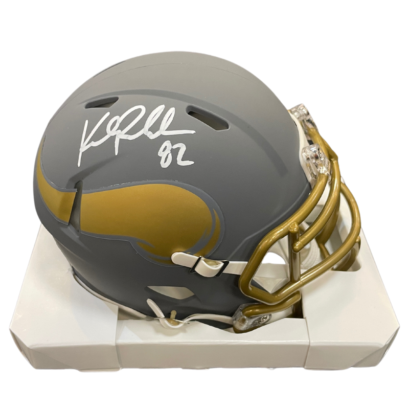 Kyle Rudolph Autographed Minnesota Vikings Slate Mini Helmet (White Autograph) Autographs FanHQ   