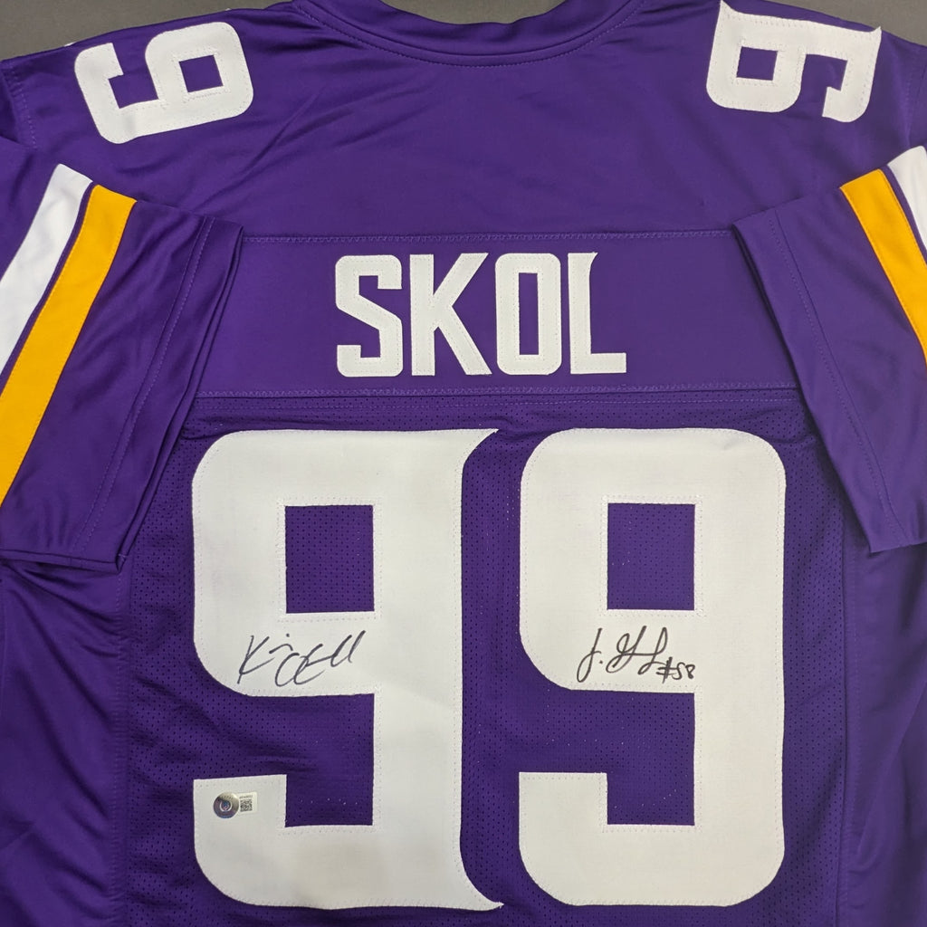 Kevin O'Connell and Jonathan Greenard Autographed "SKOL" Purple Pro-Style Jersey Autographs FanHQ   