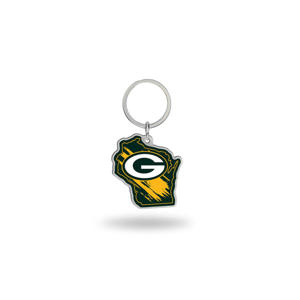 Green Bay Packers Wisconsin State Shape Keychain Accessories Rico   