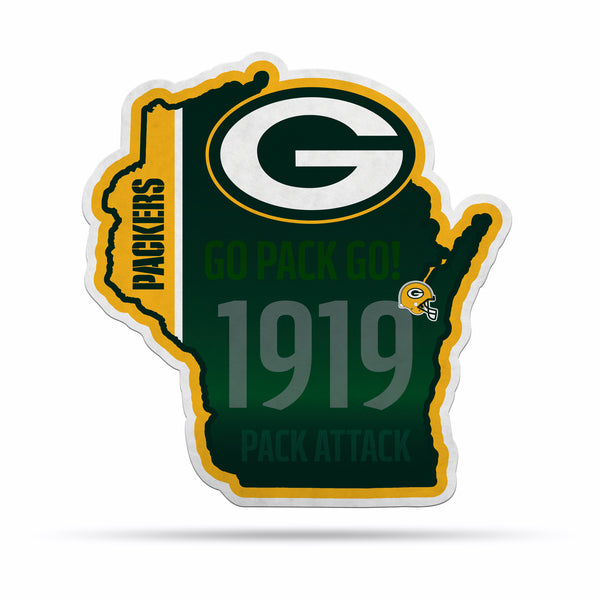 Green Bay Packers Wisconsin State Shape Cut Felt Pennant Collectibles Rico   