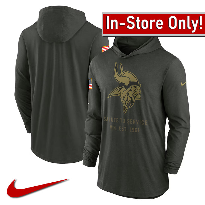 AVAILABLE IN-STORE ONLY! Minnesota Vikings 2025 Nike Salute to Service Sideline Lightweight Pullover Hoodie