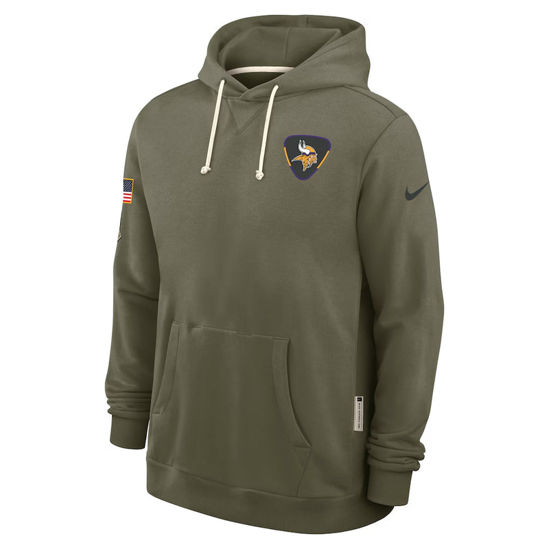 AVAILABLE IN-STORE ONLY! Minnesota Vikings 2025 Nike Salute to Service Sideline Club Pullover Hoodie
