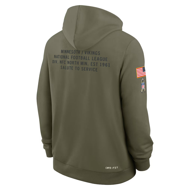 AVAILABLE IN-STORE ONLY! Minnesota Vikings 2025 Nike Salute to Service Sideline Club Pullover Hoodie