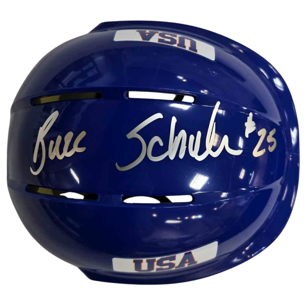 Buzz Schneider Autographed Royal Blue Mini Helmet Autographs FanHQ