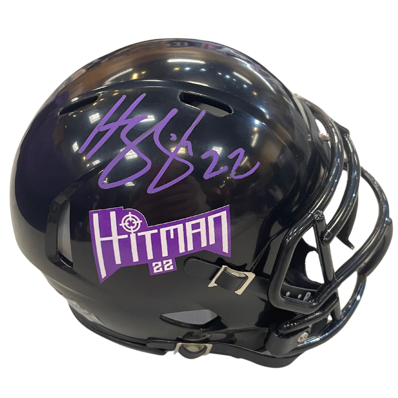 Harrison Smith Autographed Fan HQ Exclusive Hitman Mini Helmet (Numbered Edition - Purple Autograph) Autographs FanHQ Standard Number (2-21)  