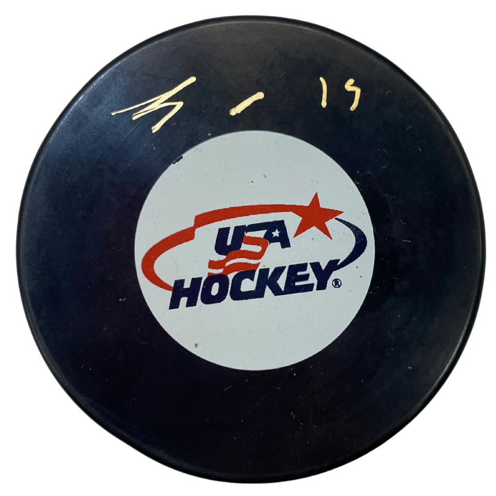 Eric Strobel Autographed USA Hockey Logo Puck Autographs FanHQ