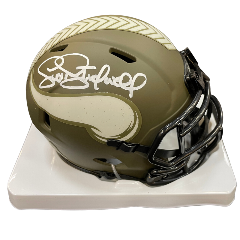Scott Studwell Autographed Minnesota Vikings Salute To Service Mini Helmet