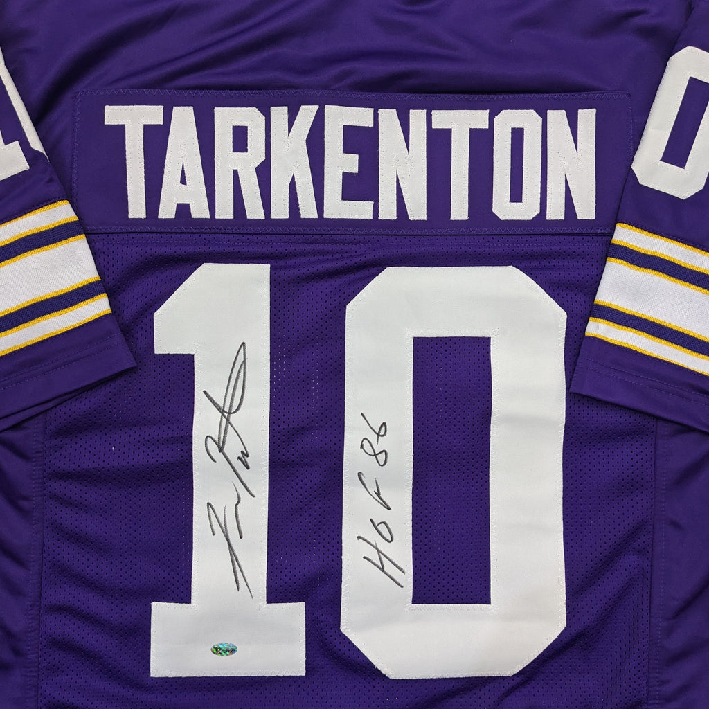 Fran Tarkenton Autographed Purple Pro-Style Jersey w/ HOF 86 Inscription Autographs FanHQ   