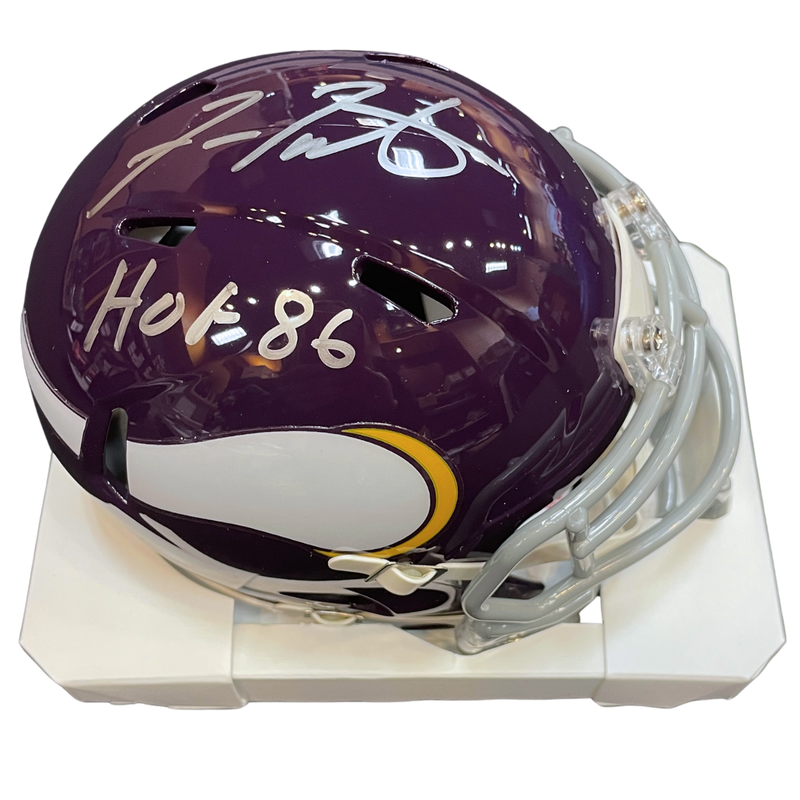 Fran Tarkenton Autographed Minnesota Vikings Throwback Mini Helmet w/ HOF Inscription