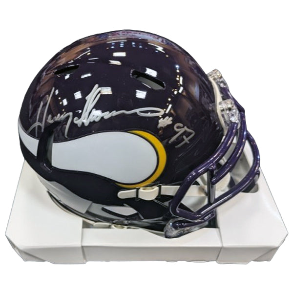 Henry Thomas Autographed Minnesota Vikings Throwback Speed Mini Helmet Autographs FanHQ   