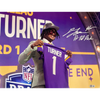 Dallas Turner Autographed Minnesota Vikings 16x20 Photo w/ 1st Rd Pick Inscription Autographs FanHQ   