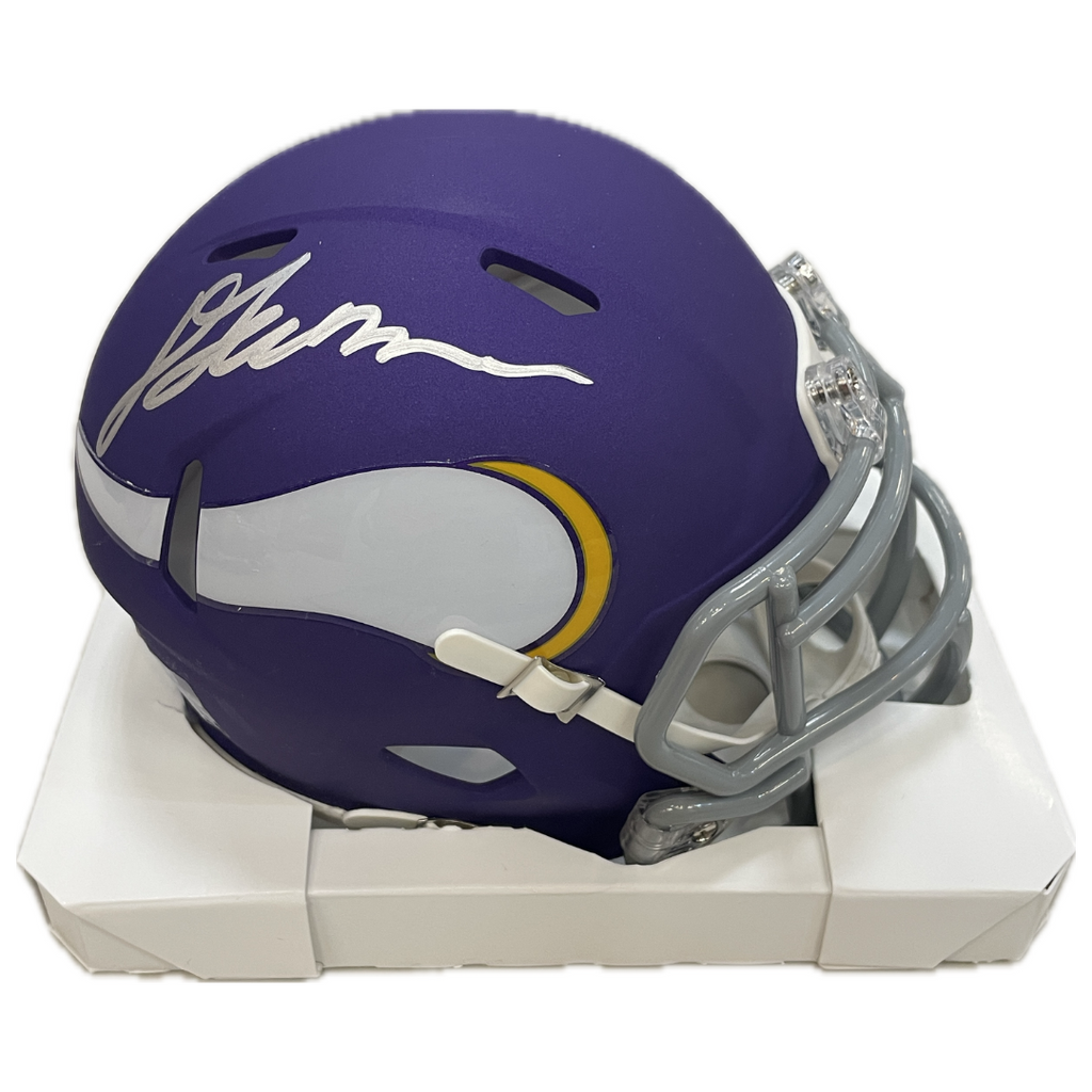 autograph mini football helmets Dallas Turner Autographed Minnesota Vikings Classic Mini Helmet – Fan HQ