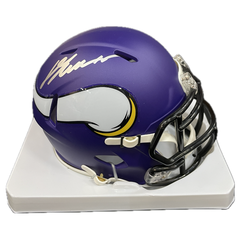 Dallas Turner Autographed Minnesota Vikings Speed Mini Helmet Autographs FanHQ   