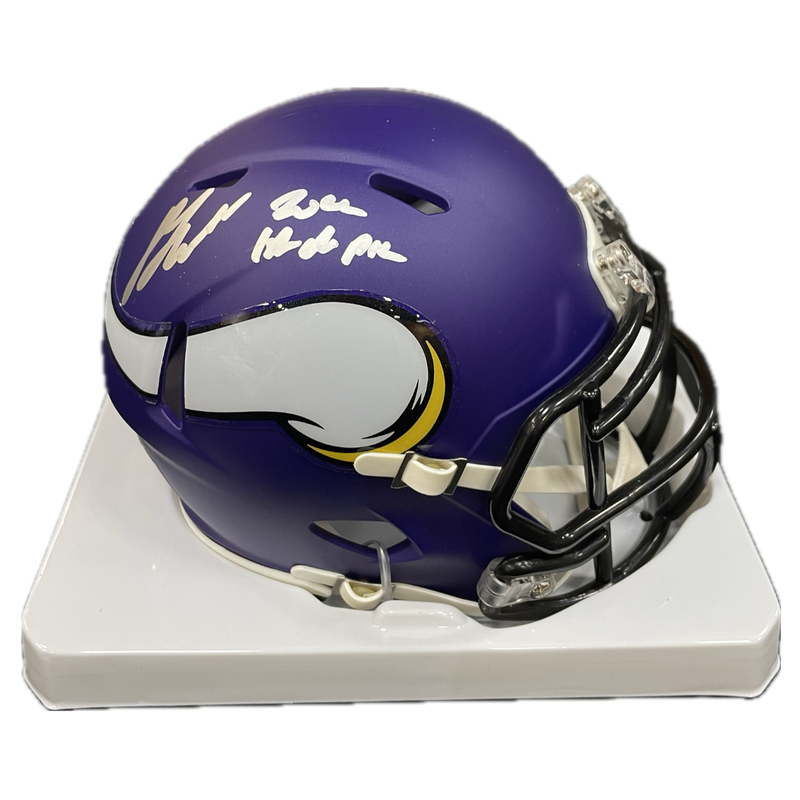 Dallas Turner Autographed Minnesota Vikings Speed Mini Helmet w/ 2024 1st Rd Pk Inscription Autographs FanHQ   