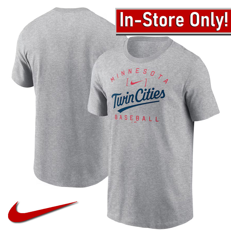 AVAILABLE IN-STORE ONLY! Minnesota Twins Gray Nike Home Team Athletic Arch Tee T-Shirt Nike   