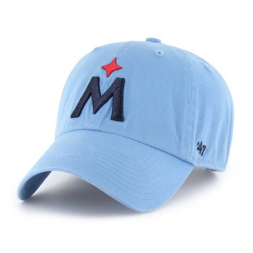 Minnesota Twins '47 Clean Up Light Blue Columbia Navy M Logo Hat Hats 47 Brand