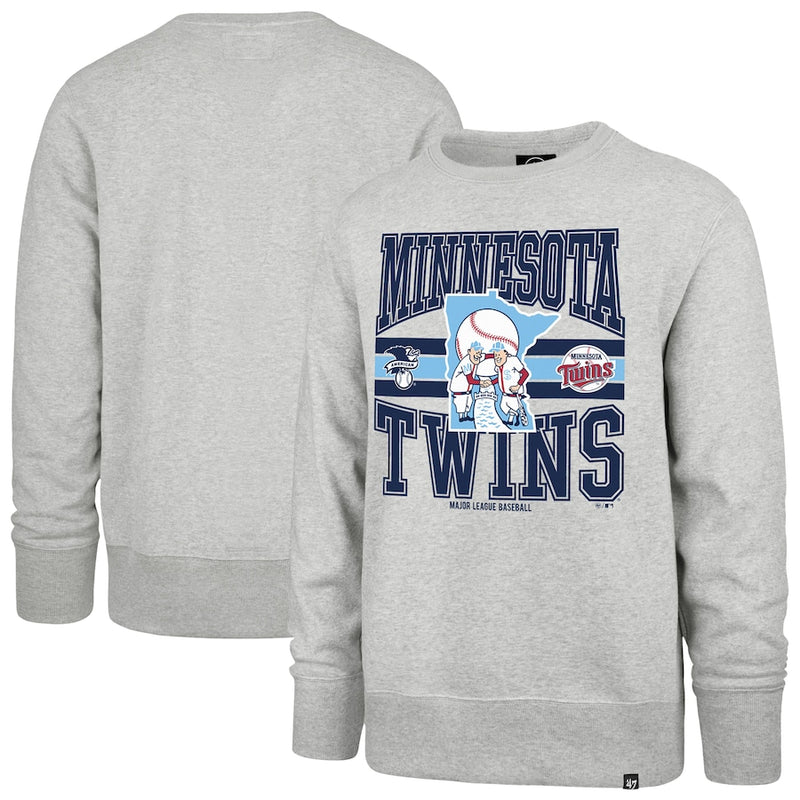 Minnesota Twins '47 Brand Gray Cooperstown Headline Crewneck Sweatshirt Sweatshirts 47 Brand