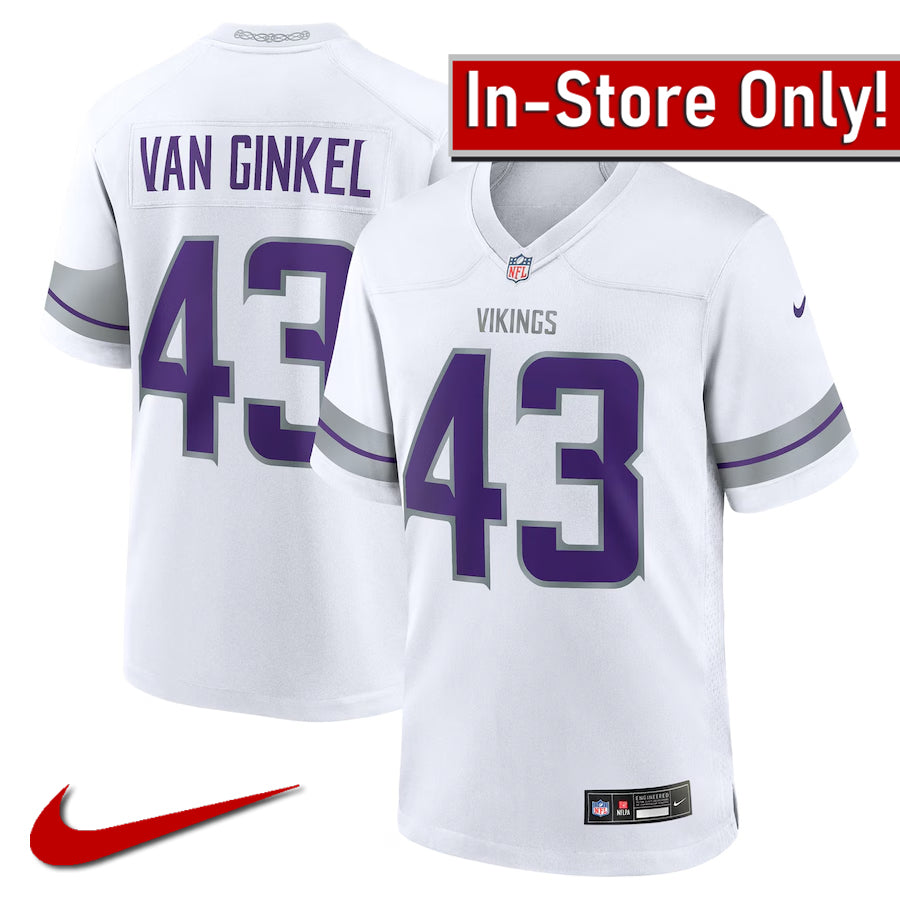 AVAILABLE IN-STORE ONLY! Andrew Van Ginkel Minnesota Vikings White Nike Alternate Game Jersey Jersey Nike