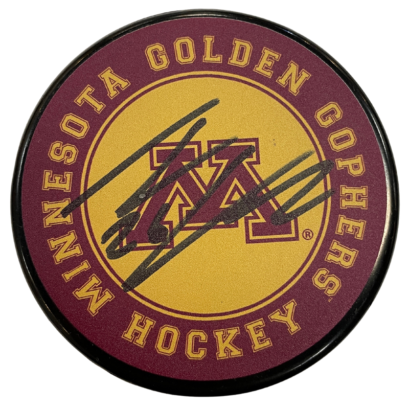 Thomas Vanek Autographed Minnesota Gophers Logo Puck