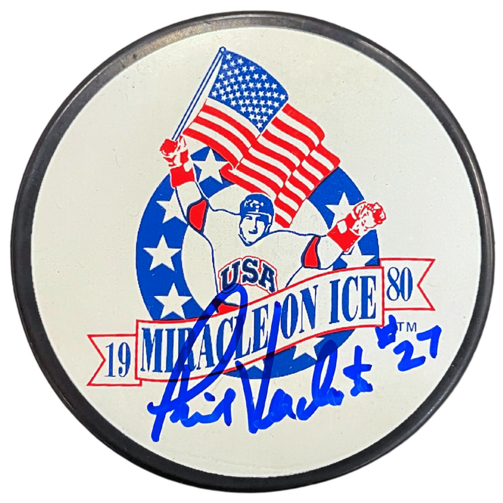 Phil Verchota Autographed Miracle On Ice Logo Puck Autographs FanHQ