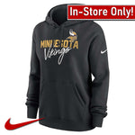 AVAILABLE IN-STORE ONLY! Minnesota Vikings Women's Black Nike Wordmark Club Fleece Pullover Hoodie Womens Nike   