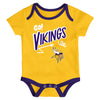 Minnesota Vikings Newborn 3-Pack Creeper/Onesie Set Kids Outerstuff