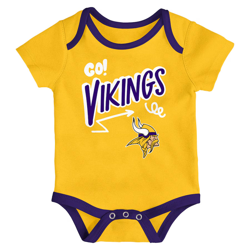 Minnesota Vikings Newborn 3-Pack Creeper/Onesie Set Kids Outerstuff