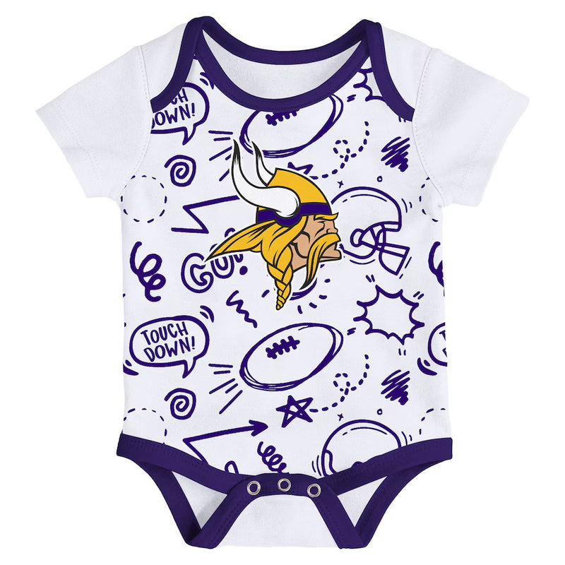 Minnesota Vikings Newborn 3-Pack Creeper/Onesie Set Kids Outerstuff