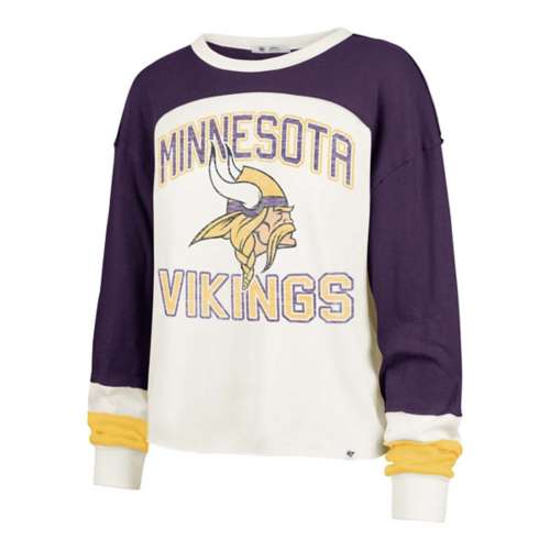 Minnesota Vikings Women's '47 Brand Sandstone Double Header Curve Long Sleeve Tee Womens 47 Brand   