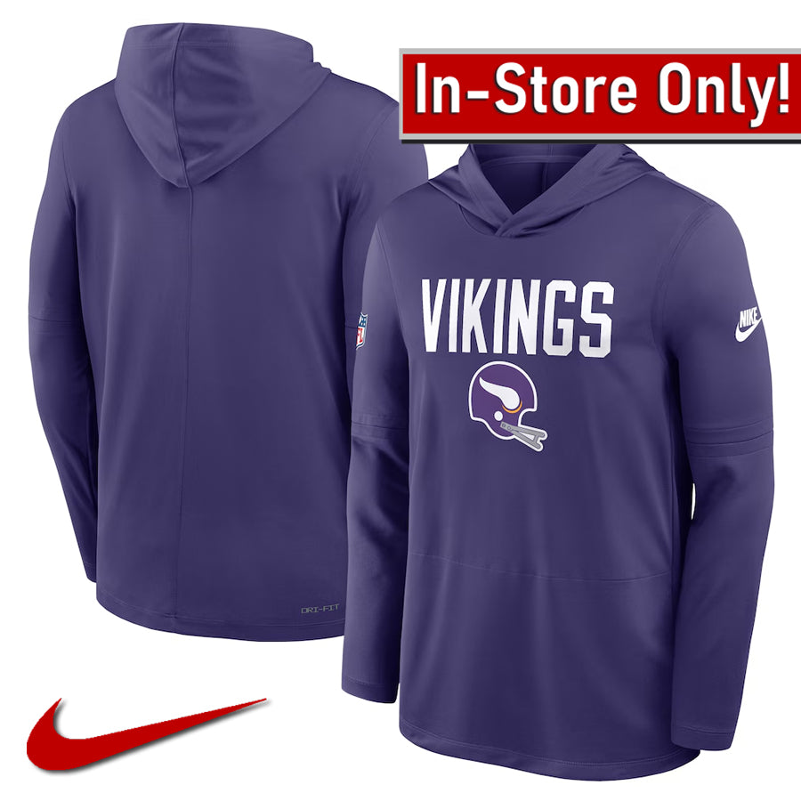 AVAILABLE IN-STORE ONLY! Minnesota Vikings Nike Purple Rewind Club Logo Light Weight Hoodie Sweatshirts Nike
