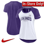 AVAILABLE IN-STORE ONLY! Minnesota Vikings White/Purple Nike Women's Back Slit Lightweight Fashion T-Shirt Womens Nike   