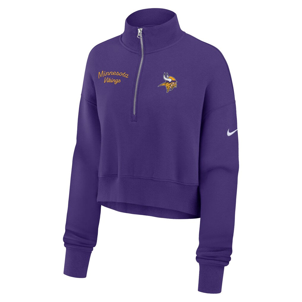 Minnesota Vikings Nike Women's Purple Phoenix Cropped Half-Zip Sweatshirt Womens Nike