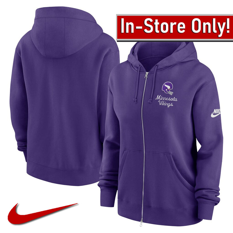 AVAILABLE IN-STORE ONLY! Minnesota Vikings Nike Women's Purple Rewind Phoenix Full Zip Sweatshirt Womens Nike