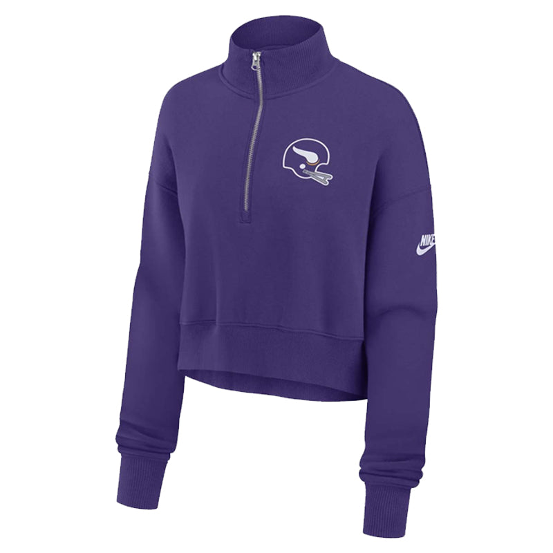 Minnesota Vikings Nike Women's Purple Rewind Phoenix Cropped 1/4 Zip Sweatshirt Womens Nike   