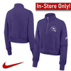 AVAILABLE IN-STORE ONLY! Minnesota Vikings Nike Women's Purple Rewind Phoenix Cropped 1/4 Zip Sweatshirt Womens Nike   