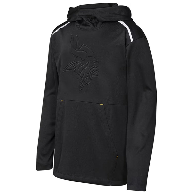 Minnesota Vikings Youth Black Embossed Pullover Light Weight Hoodie Kids Outerstuff