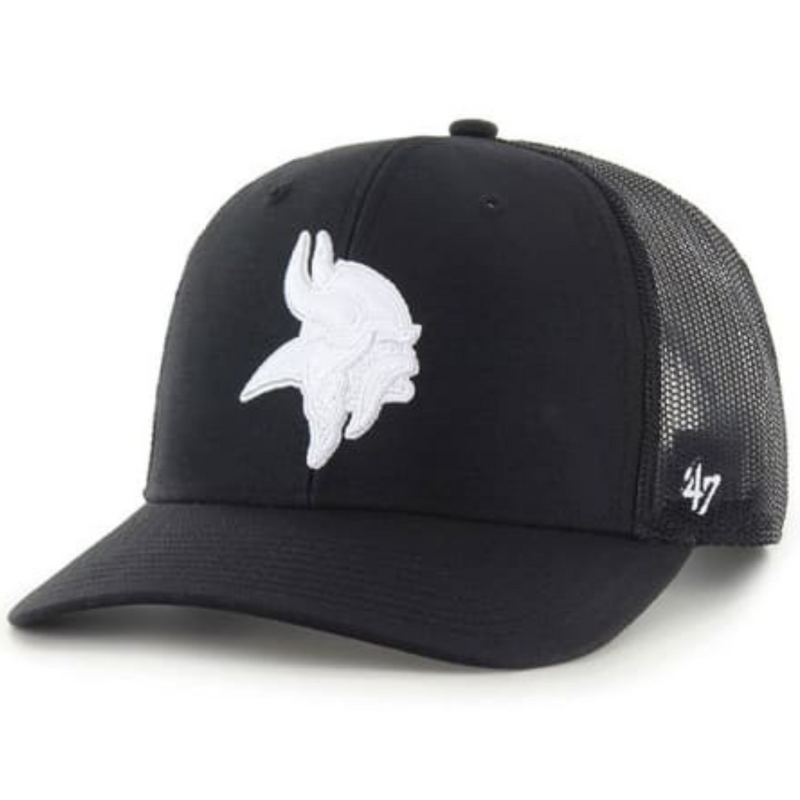 Minnesota Vikings '47 Brand Black with White Logo Trucker Hat Hats 47 Brand