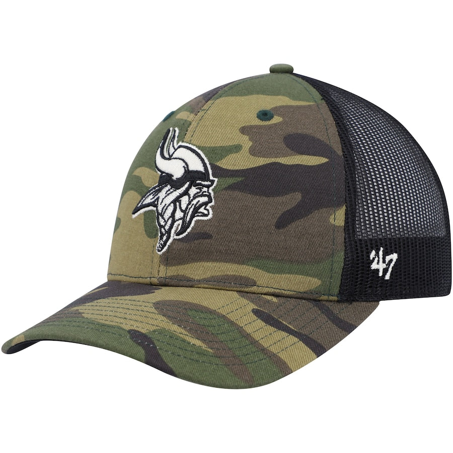 Minnesota Vikings '47 Brand Camo Trucker Adjustable Hat Hats 47 Brand   