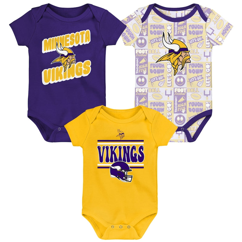 Minnesota Vikings Newborn 3-Pack Creeper/Onesie Set Kids Outerstuff   