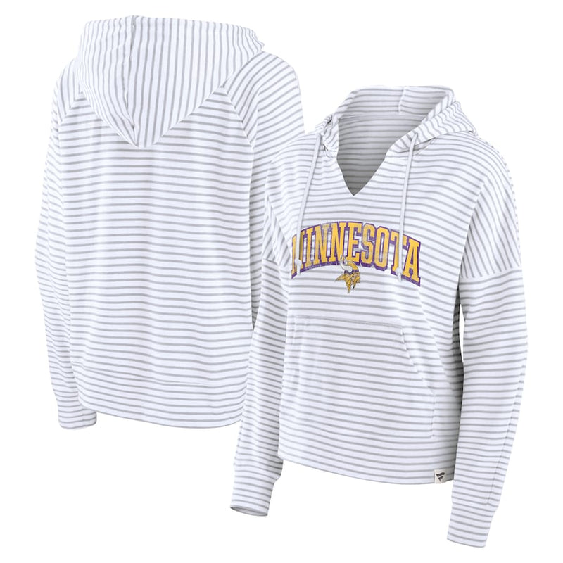 Minnesota Vikings Women's Striped Notch Neck Pullover Hoodie Womens Fanatics   