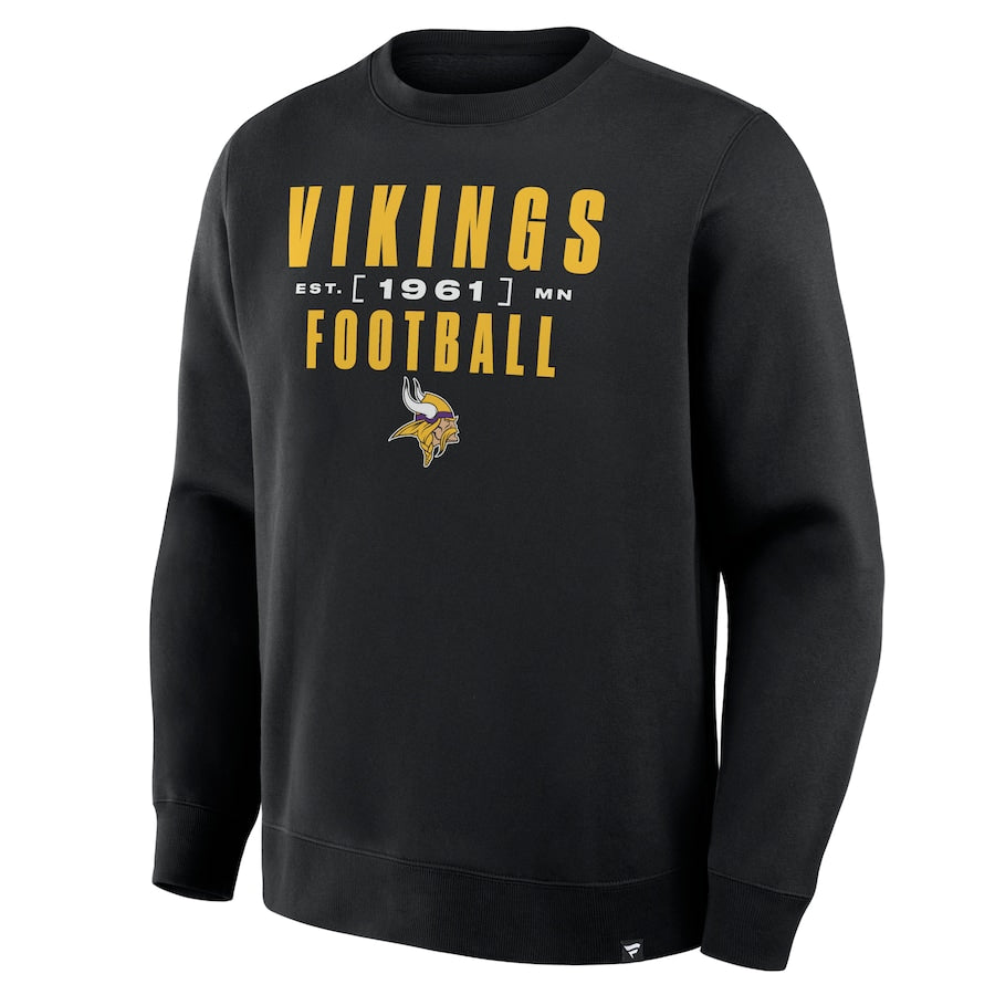 Minnesota Vikings Fanatics Black Powerful Throw Crewneck Sweatshirt Sweatshirts Fanatics