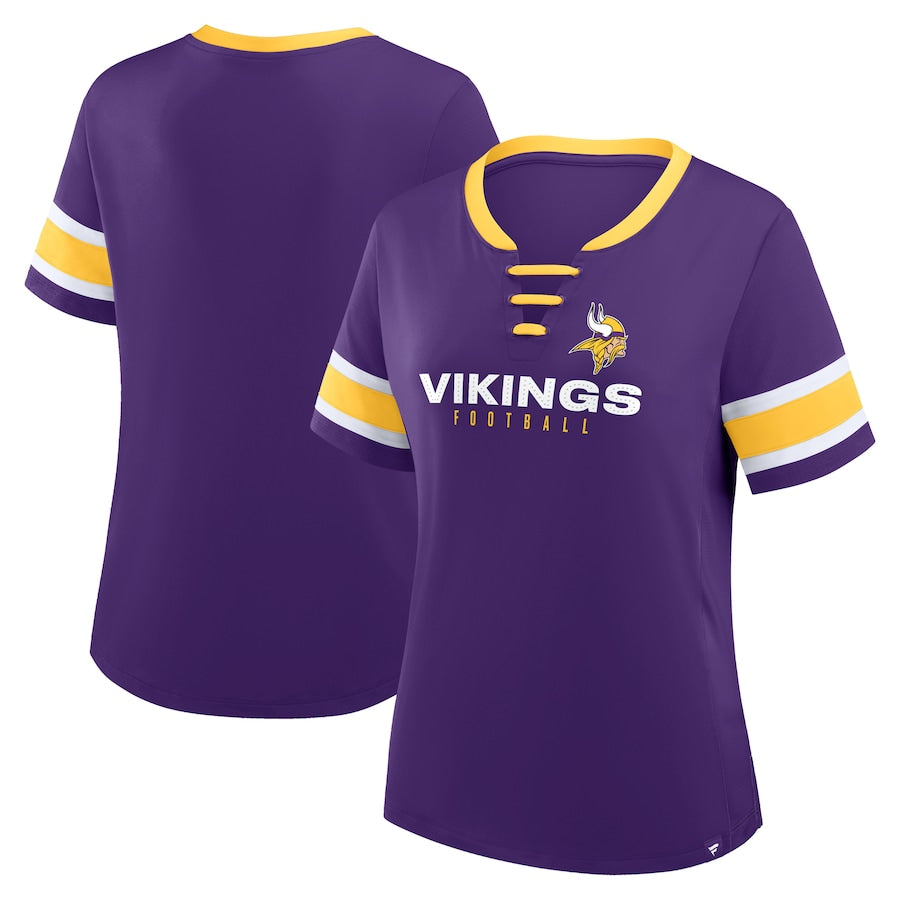 Minnesota Vikings Women's Purple Redzone Lace-Up V-Neck Jersey T-Shirt Womens Fanatics