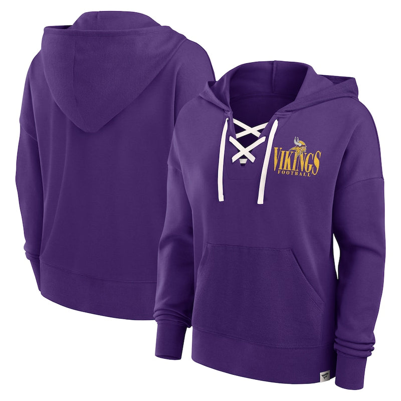 Minnesota Vikings Women's Lace-Up Blitz Purple Hoodie Womens Fanatics   