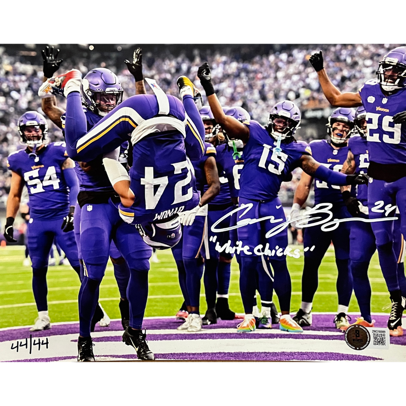 Cam Bynum and Josh Metellus Autographed Minnesota Vikings 8x10 Photo (Numbered Edition) Autographs FanHQ Number 44/44