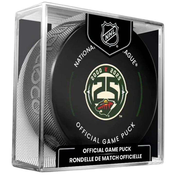 Minnesota Wild 2025-26 25th Anniversary Official NHL Game Hockey Puck w/ Case Collectibles FanHQ