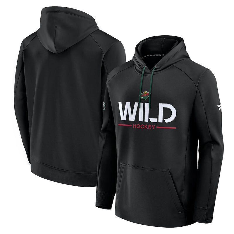 Minnesota Wild Fanatics Black Authentic Pro Primary Pullover Hoodie
