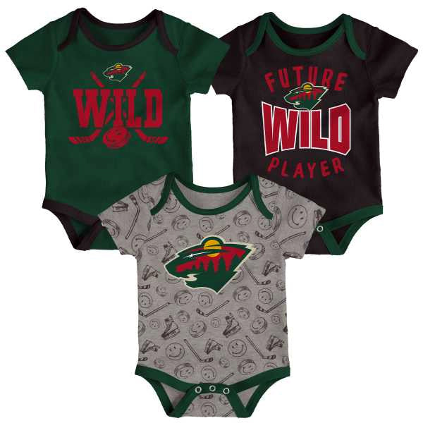 Minnesota Wild Future Player Infant 3 Piece Creeper Set Kids Outerstuff   