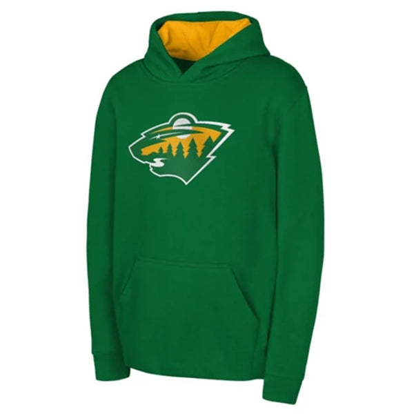 Minnesota Wild Youth Reverse Retro Logo Pullover Hoodie Kids Outerstuff   